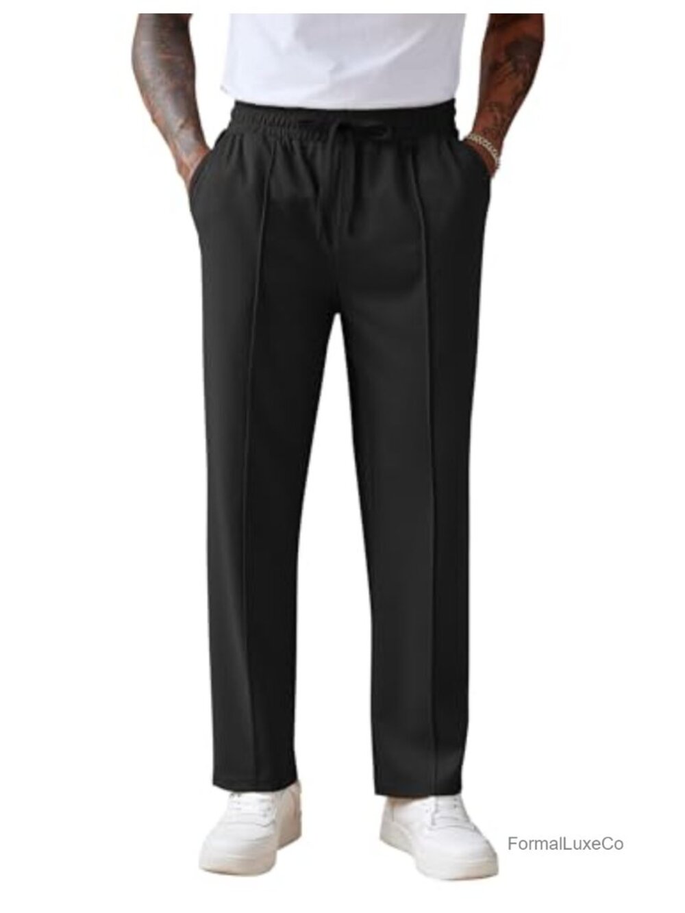 Men's Knit Sweatpants Straight Leg Casual Pants Drawstring